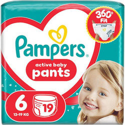 Pampers Active Baby Pants Πάνες Βρακάκι No6 13-19kg 19τμχ