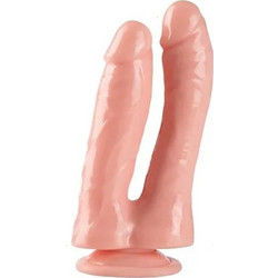 Ophelia's Dream Toys Double Διπλό Dildo με Βεντούζα 13cm Flesh