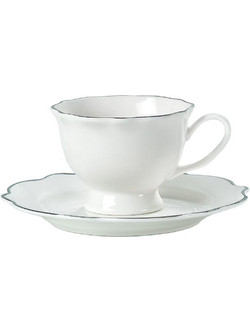 Karvounis Bros Bone China Σετ Φλιτζάνια Espresso & Ελληνικού Καφέ Πορσελάνης Λευκά Ασημί 90ml 6τμχ 90/SILVER