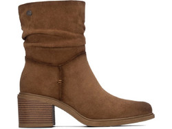 Refresh Γυναικεία Μποτάκια Chelsea Suede Καφέ με Χοντρό Χαμηλό Τακούνι 176299