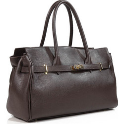 Passaggio Leather Γυναικεία Τσάντα Χειρός Δερμάτινη Σοκολατί 5506-KR-08