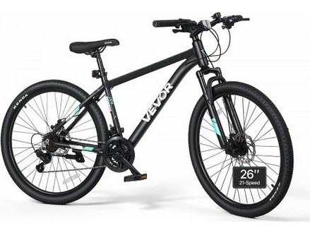 Vevor Mountain Bike 26" με 21 Ταχύτητες και Δισκόφρενα Μαύρο