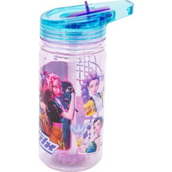 Stor K-pop Demon Hunters Παιδικό Παγούρι Πλαστικό BPA Free με Καλαμάκι Λιλά Γαλάζιο 475ml