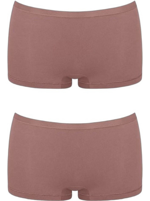 Sloggi Go Daily Βαμβακερά Γυναικεία Μποξεράκια Καφέ 2Pack 10222336-1141