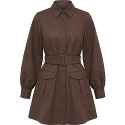 Funky Buddha Mini Καθημερινό Φόρεμα Σεμιζιέ Σοκολατί FBL014-118-13