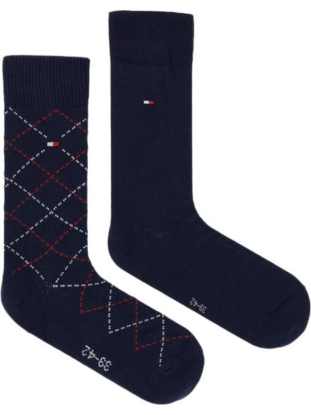 Tommy Hilfiger Ανδρικές Κάλτσες Ψηλές με Σχέδια Navy Μπλε 2Pack 701241821-003