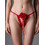 Milena By Paris Γυναικείο Sexy String Αυτοκινήτου με Δαντέλα & Πέρλες Κόκκινο 6976
