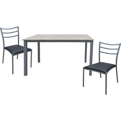 Τραπεζαρία κουζίνας set, 1 τραπέζι 70x110 + 4 καρέκλες με μαύρη δερματίνη, κωδικοί 2134, 2130 - Ασημί - κωδ.2134 + 2130Μ - 110χ70 τραπέζι, 42χ39χ84χ41 καρέκλα