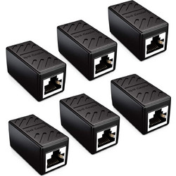 deleyCON CAT6 Ethernet adapter RJ45, pack of 6 (Black)