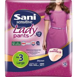 Sani Sensitive Lady Pants Discreet No3 Large Πάνες Βρακάκι Ακράτειας 5 Σταγόνες 12τμχ