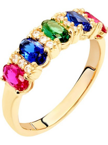 Χρυσό δαχτυλίδι σειρέ multi colour Κ14