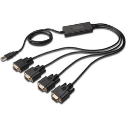 Digitus USB 2.0 - 4x RS-232 serial cable Black 1.5 m (DA-70159)