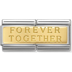 Link Nomination Faceted Cubic Zirconia White Double Engraved Custom Forever Together 030710/02
