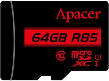 Κάρτα Μνήμης Apacer R85 microSDHC 64GB Class 10 U1 UHS-I + Adapter