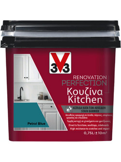 V33 Renovation Perfection Kitchen Χρώμα Πλακιδίων Petrol Blue Satin 0.75lt
