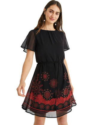 Desigual Tampa Mini Καλοκαιρινό Φόρεμα Floral Μαύρο 21SWVW32-2000
