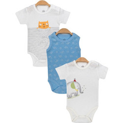 Bibaby Σετ Φορμάκια Εσώρουχα Κοντομάνικα για Αγόρι Μπλε Λευκό 56888