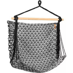 SPOKEY ETNO Hammock up to 120 kg, ecological cotton, wood, black /white (100 x 80 cm)