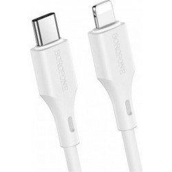 Borofone Καλώδιο σύνδεσης Borofone BX49 Cool USB-C σε Lightning 3.0A 20W PD Fast Charge 1μ Λευκό 00731