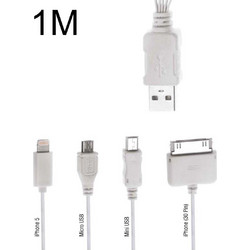 POWERTECH καλώδιο USB 2.0 4 in 1, 1m, λευκό