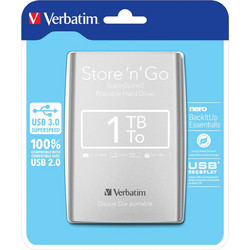 Verbatim Store 'n' Go 1TB Εξωτερικός Σκληρός Δίσκος HDD 2.5" USB 3.0 Silver
