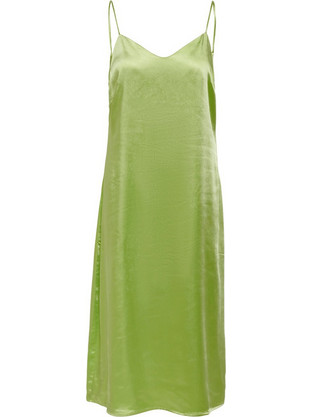 Only Maura Midi Καλοκαιρινό Καθημερινό Φόρεμα Σατέν Lime 15255631