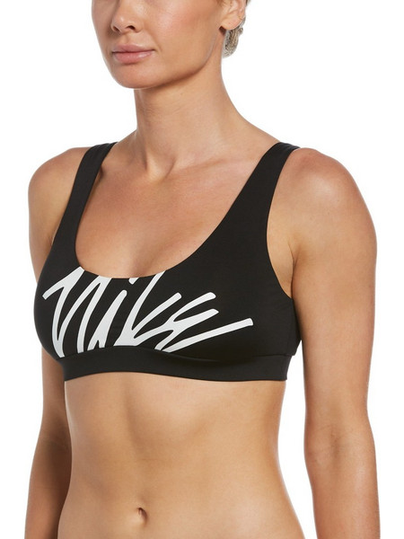 Nike Logo Scoop Neck Αθλητικό Γυναικείο Μαγιό Μαύρο NESSC251-001