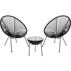 Woodwell Acapulco Σετ Σαλόνι Κήπου Rattan 3τμχ Μαύρο Ε245,2S