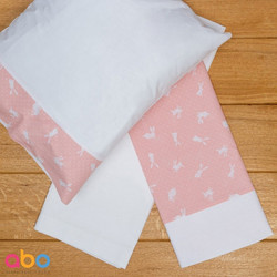 Abo Σετ Βρεφικά Σεντόνια Λίκνου Βαμβακερά 75x100 Rabbit Pink