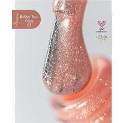 Alezori Glam 02 Rubber Base Glitter Ημιμόνιμο Βερνίκι Νυχιών