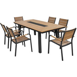 HomeMarkt Σετ Τραπεζαρία Κήπου Αλουμίνιο 7τμχ Καφέ HM5233.02