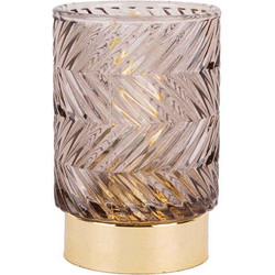 Κηροπήγιο Με Φωτισμό Led Zig Zag PT3689BR 8,5x13cm Brown Present Time Γυαλί