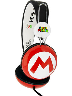OTL Super Mario Icon Junior Ενσύρματα Παιδικά Ακουστικά On Ear Λευκά Κόκκινα