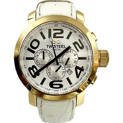 TW Steel Γυναικείο Ρολόι Χρονογράφος με Λευκό Δερμάτινο Λουράκι TW55
