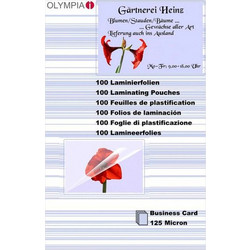 1x100 Olympia Laminating Pouches Business Cards 125 micron 9179