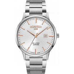 Roamer R-Line Ανδρικό Ρολόι με Ασημί Μεταλλικό Μπρασελέ R718833411570