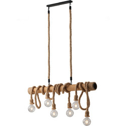 LUCE I-Rope-S6 Κρεμαστό Φωτιστικό Οροφής με Σχοινί Πολύφωτο E27 Καφέ 8031414872145