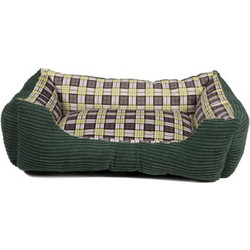 Pet Comfort Μαλακό Κρεβάτι με Καρό σχέδιο για Σκύλους και Γάτες σε 4 χρώματα 60x48x18cm, 18008 Πράσινο - Pet Comfort