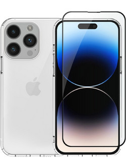 Vivid Gelly Set Θήκη + Αντιχαρακτικό Τζαμάκι Full Face Black (iPhone 14 Pro Max)