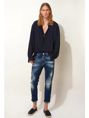 Stefan Ανδρικό Τζιν Παντελόνι Slim Εφαρμογή Μπλε 2004-SS22