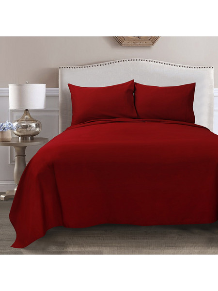 Beauty Home Σετ Σεντόνια Υπέρδιπλα Βαμβακοσατέν με Λάστιχο 165x200+37 Art 12000 Κόκκινο