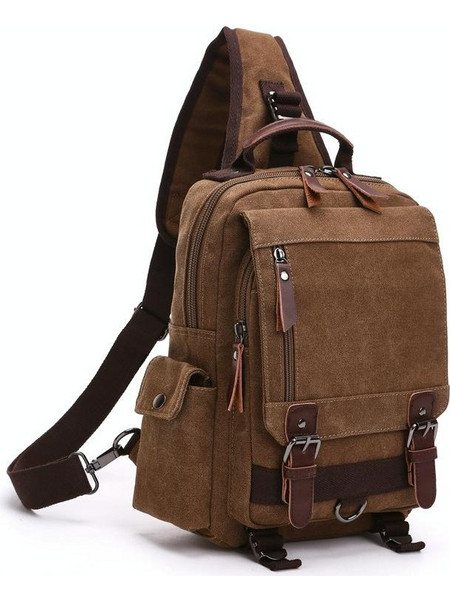 Outdoor Travel Messenger Canvas Chest Bag, Color: Brown (OEM)