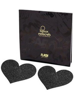 BIJOUX - INDISCRETS FLASH BLACK HEART NIPPLE CUTS