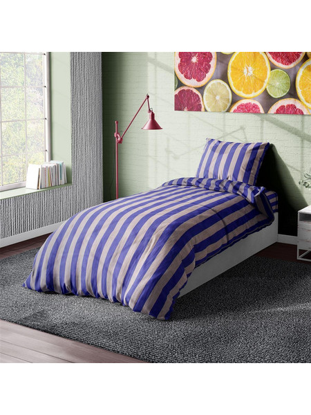 Dimcol Σετ Σεντόνια Μονά Βαμβακοσατέν 160x240 Stripes 157 Purple-Grey 3τμχ