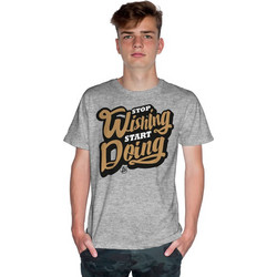 Stop Wishing Start Doing (Κοντομάνικο Ανδρικό / Unisex) - Grey melange