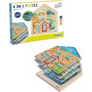 Παιδικό Puzzle Beleduc Ξύλινο Σπίτι 4 in 1 38 Κομμάτια 303715
