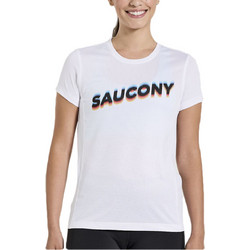Saucony Stopwatch Graphic Short Sleeve Γυναικείο Αθλητικό T-Shirt Λευκό SAW800372-WHA2