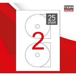 Typotrust 50 Αυτοκόλλητες Ετικέτες Α4 Στρογγυλές 117mm