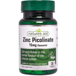 Natures Aid Zinc Picolinate 15mg Elemental 30 Ταμπλέτες