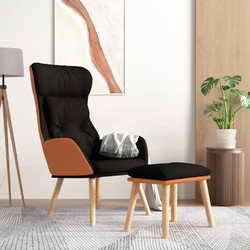 vidaXL Πολυθρόνα Relax με Υποπόδιο Μαύρη 3097766